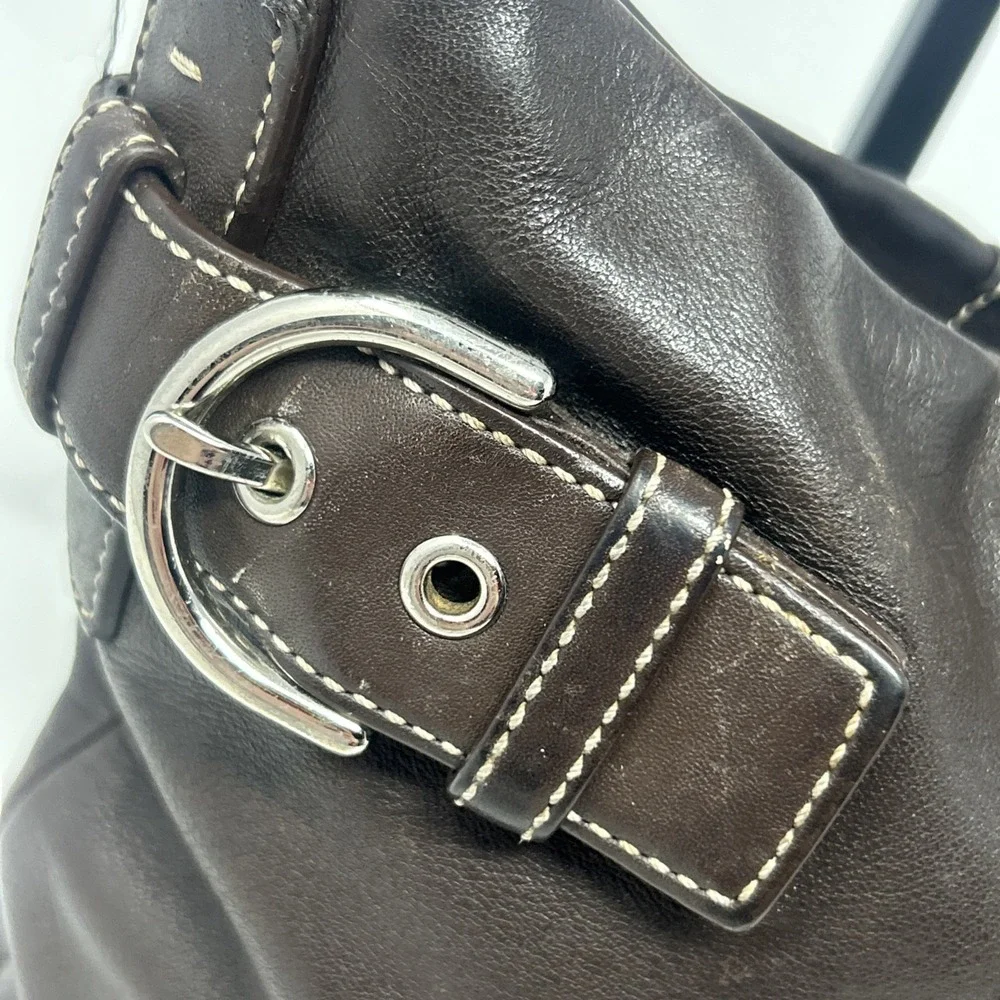 Vintage Coach Brown Leather Handbag Silver Hardware Buckle